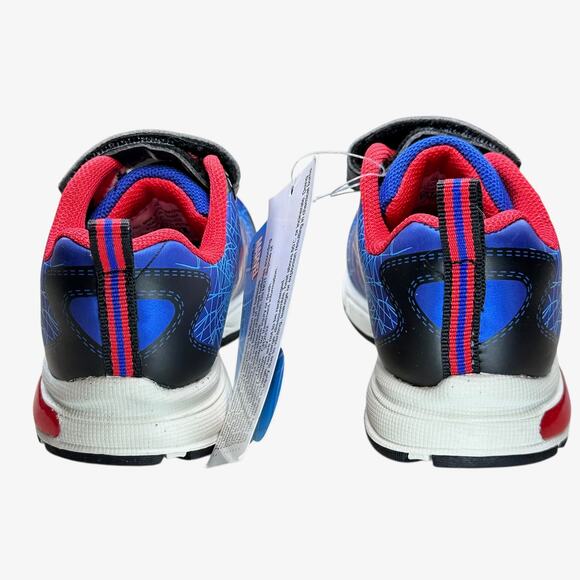 Marvel Spiderman Light Up Sneakers Size 6 Blue Red Unisex Hook & Loop New - Picture 5 of 11